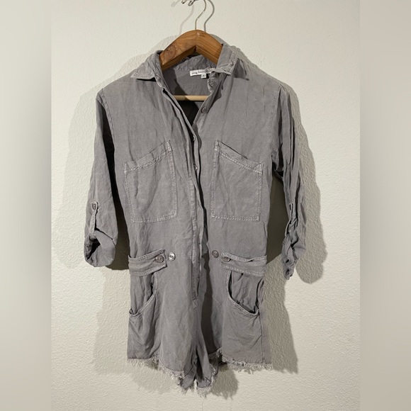 YOUNG FABULOUS & BROKE River Raw Linen Blend Utility Romper - Picture 4 of 13